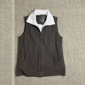 L.L. Bean Womens Brown Fleece Lined Zip-Front Vest Size XS